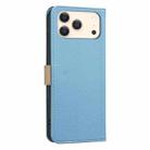 For iPhone 17 Pro Max Splicing Color Hollow Flower Pattern RFID Leather Phone Case(Baby Blue) - 3