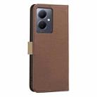 For vivo Y78 5G / Y36 Splicing Color Hollow Flower Pattern RFID Leather Phone Case(Brown) - 3