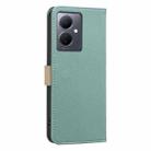 For vivo Y78 5G / Y36 Splicing Color Hollow Flower Pattern RFID Leather Phone Case(Green) - 3
