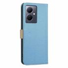For vivo Y78 5G / Y36 Splicing Color Hollow Flower Pattern RFID Leather Phone Case(Baby Blue) - 3