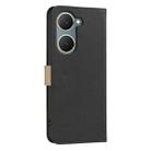 For vivo Y03 4G Global Splicing Color Hollow Flower Pattern RFID Leather Phone Case(Black) - 3