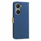 For vivo Y03 4G Global Splicing Color Hollow Flower Pattern RFID Leather Phone Case(Dark Blue) - 3