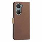 For vivo Y03 4G Global Splicing Color Hollow Flower Pattern RFID Leather Phone Case(Brown) - 3