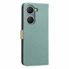 For vivo Y03 4G Global Splicing Color Hollow Flower Pattern RFID Leather Phone Case(Green) - 3