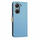 For vivo Y03 4G Global Splicing Color Hollow Flower Pattern RFID Leather Phone Case(Baby Blue) - 3