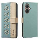For vivo Y27 4G Splicing Color Hollow Flower Pattern RFID Leather Phone Case(Green) - 1