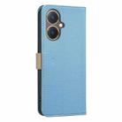 For vivo Y27 4G Splicing Color Hollow Flower Pattern RFID Leather Phone Case(Baby Blue) - 3