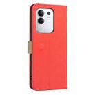 For vivo Y29 4G Splicing Color Hollow Flower Pattern RFID Leather Phone Case(Red) - 3