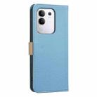 For vivo Y29 4G Splicing Color Hollow Flower Pattern RFID Leather Phone Case(Baby Blue) - 3