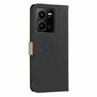 For vivo Y35 4G / Y22S Splicing Color Hollow Flower Pattern RFID Leather Phone Case(Black) - 3