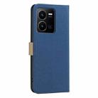 For vivo Y35 4G / Y22S Splicing Color Hollow Flower Pattern RFID Leather Phone Case(Dark Blue) - 3