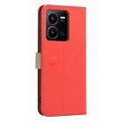 For vivo Y35 4G / Y22S Splicing Color Hollow Flower Pattern RFID Leather Phone Case(Red) - 3