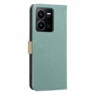 For vivo Y35 4G / Y22S Splicing Color Hollow Flower Pattern RFID Leather Phone Case(Green) - 3