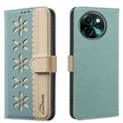 For vivo Y38 5G / Y200i 5G Splicing Color Hollow Flower Pattern RFID Leather Phone Case(Green) - 1