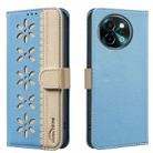 For vivo Y38 5G / Y200i 5G Splicing Color Hollow Flower Pattern RFID Leather Phone Case(Baby Blue) - 1