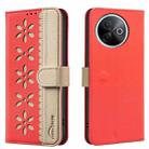 For vivo Y39 5G Splicing Color Hollow Flower Pattern RFID Leather Phone Case(Red) - 1