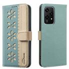 For Honor 200 Lite Splicing Color Hollow Flower Pattern RFID Leather Phone Case(Green) - 1