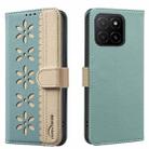 For Honor X5B Splicing Color Hollow Flower Pattern RFID Leather Phone Case(Green) - 1