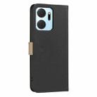 For Honor X7A Splicing Color Hollow Flower Pattern RFID Leather Phone Case(Black) - 3