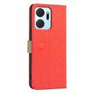 For Honor X7A Splicing Color Hollow Flower Pattern RFID Leather Phone Case(Red) - 3