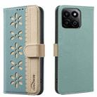For Honor X7C / 200 Smart 5G Splicing Color Hollow Flower Pattern RFID Leather Phone Case(Green) - 1