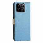 For Honor X7C / 200 Smart 5G Splicing Color Hollow Flower Pattern RFID Leather Phone Case(Baby Blue) - 3