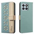 For Honor X8B Splicing Color Hollow Flower Pattern RFID Leather Phone Case(Green) - 1