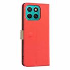 For Honor X8C Splicing Color Hollow Flower Pattern RFID Leather Phone Case(Red) - 3