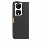For Honor X7B Splicing Color Hollow Flower Pattern RFID Leather Phone Case(Black) - 3