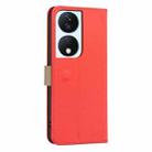 For Honor X7B Splicing Color Hollow Flower Pattern RFID Leather Phone Case(Red) - 3