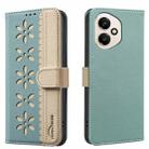 For Honor 400 Global 156.5mm Splicing Color Hollow Flower Pattern RFID Leather Phone Case(Green) - 1