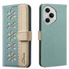 For Honor 400 Pro Global 160.8mm Splicing Color Hollow Flower Pattern RFID Leather Phone Case(Green) - 1