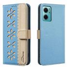 For Redmi 10 5G / Note 11 4G 6.5 inch Splicing Color Hollow Flower Pattern RFID Leather Phone Case(Baby Blue) - 1