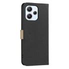 For Redmi 12 4G Splicing Color Hollow Flower Pattern RFID Leather Phone Case(Black) - 3