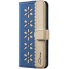 For Redmi 12 4G Splicing Color Hollow Flower Pattern RFID Leather Phone Case(Dark Blue) - 2