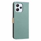 For Redmi 12 4G Splicing Color Hollow Flower Pattern RFID Leather Phone Case(Green) - 3