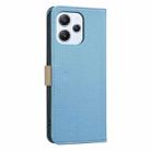 For Redmi 12 4G Splicing Color Hollow Flower Pattern RFID Leather Phone Case(Baby Blue) - 3