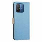For Redmi 12C Splicing Color Hollow Flower Pattern RFID Leather Phone Case(Baby Blue) - 3