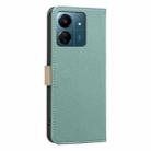 For Redmi 13C Splicing Color Hollow Flower Pattern RFID Leather Phone Case(Green) - 3