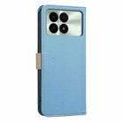 For Redmi K70 / K70 Pro Splicing Color Hollow Flower Pattern RFID Leather Phone Case(Baby Blue) - 3