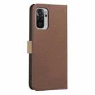 For Redmi Note 10 4G / Note 10S Splicing Color Hollow Flower Pattern RFID Leather Phone Case(Brown) - 3