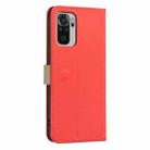 For Redmi Note 10 4G / Note 10S Splicing Color Hollow Flower Pattern RFID Leather Phone Case(Red) - 3