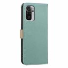 For Redmi Note 10 4G / Note 10S Splicing Color Hollow Flower Pattern RFID Leather Phone Case(Green) - 3
