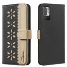 For Redmi Note 10 5G / Note 10T 5G Splicing Color Hollow Flower Pattern RFID Leather Phone Case(Black) - 1
