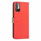 For Redmi Note 10 5G / Note 10T 5G Splicing Color Hollow Flower Pattern RFID Leather Phone Case(Red) - 3