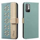 For Redmi Note 10 5G / Note 10T 5G Splicing Color Hollow Flower Pattern RFID Leather Phone Case(Green) - 1
