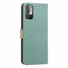 For Redmi Note 10 5G / Note 10T 5G Splicing Color Hollow Flower Pattern RFID Leather Phone Case(Green) - 3