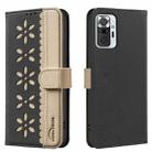 For Redmi Note 10 Pro / 10 Pro Max Splicing Color Hollow Flower Pattern RFID Leather Phone Case(Black) - 1
