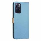 For Redmi Note 11 / Note 11S Splicing Color Hollow Flower Pattern RFID Leather Phone Case(Baby Blue) - 3