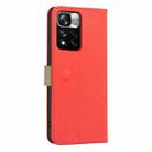 For Redmi Note 11 Pro Global 6.67 inch Splicing Color Hollow Flower Pattern RFID Leather Phone Case(Red) - 3